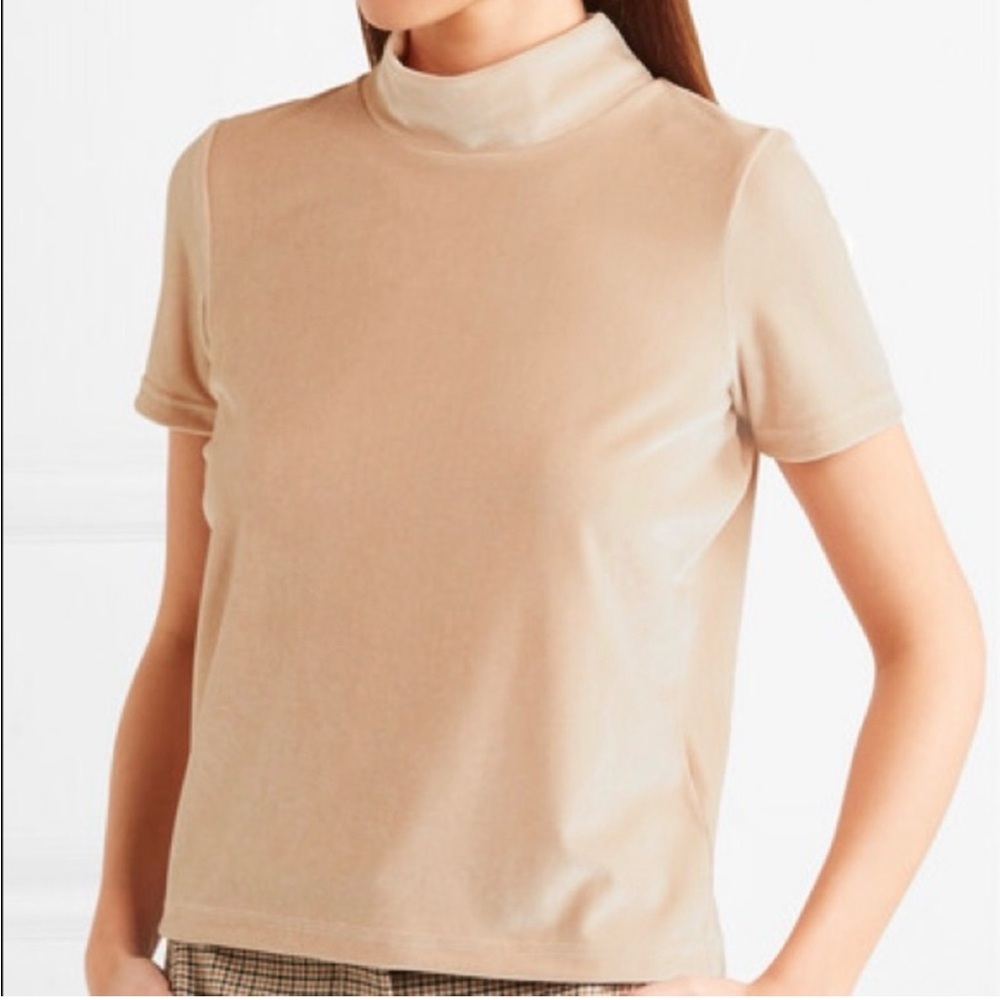 MADEWELL Mock Neck Sweater Velvet Light Pink Blush Champagne Large